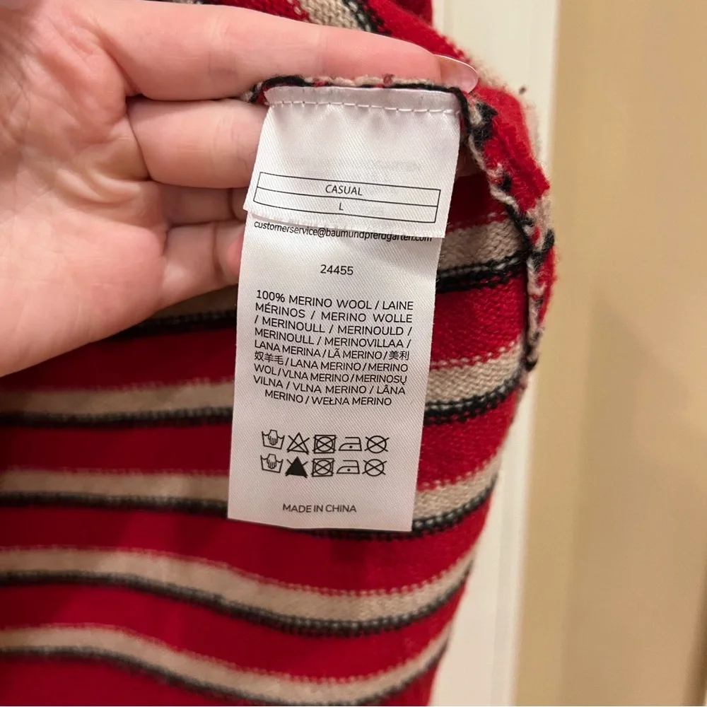 Baum Und Pferdgarten Cori Striped Polo Sweater Merino Wool Red Women’s L